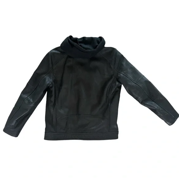 Wilsons Alan Black Leather Grunge Motorcycle Jacket With Removable Hood Size L - Picture 5 of 15